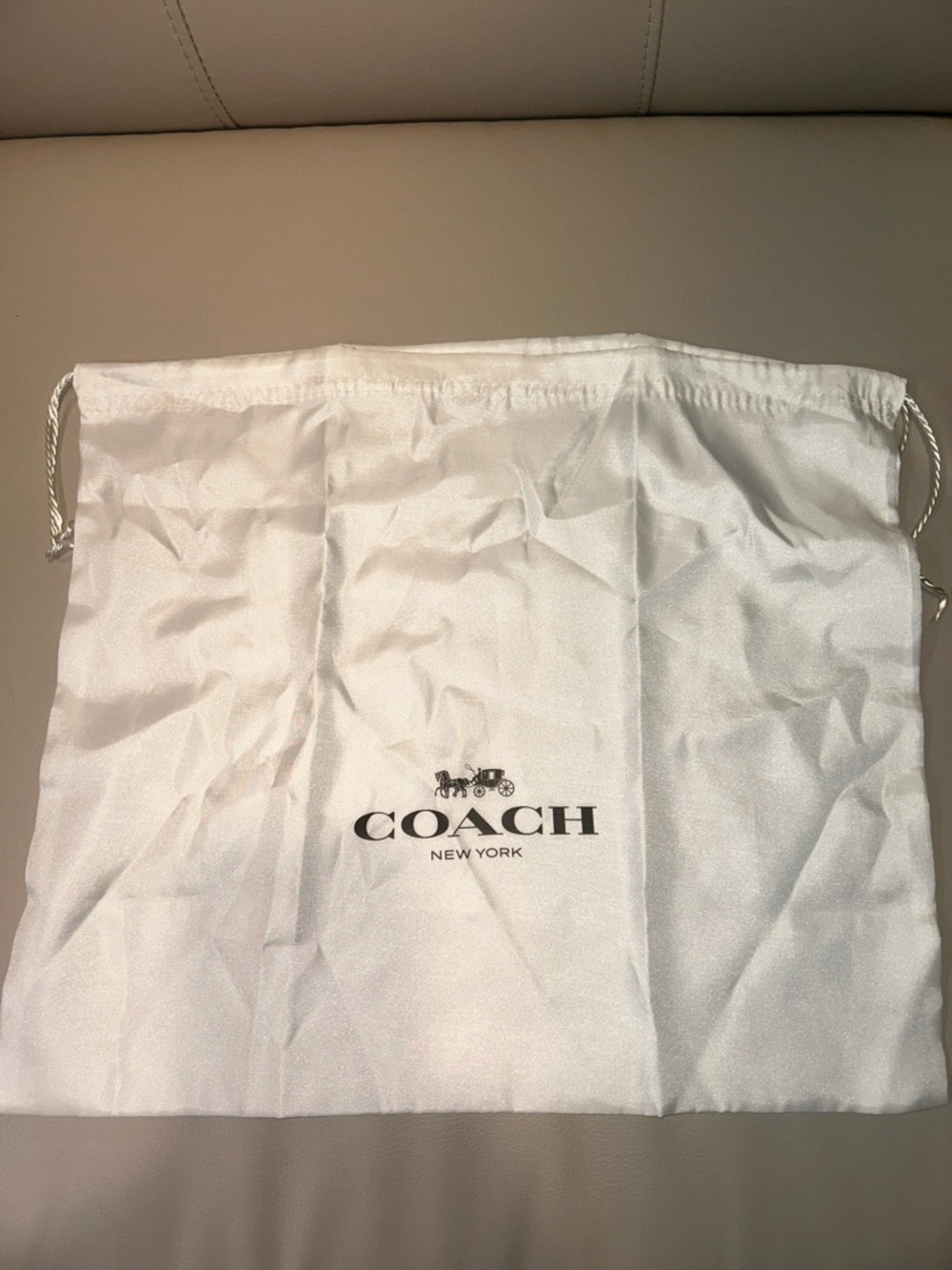 Coach White Logo Drawstring Bag